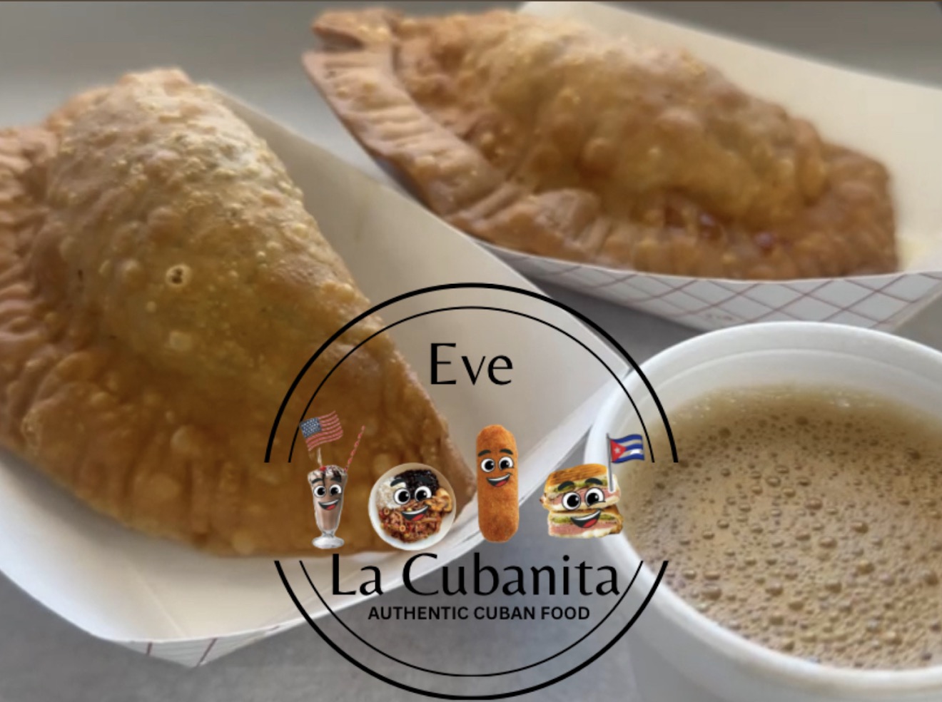 Golden empanadas with cafecito
